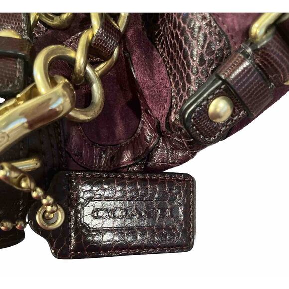 EUC COACH Inlaid C Brooke Purple Leather Suede Medium Tote Bag Purse -Rare - Picture 5 of 7